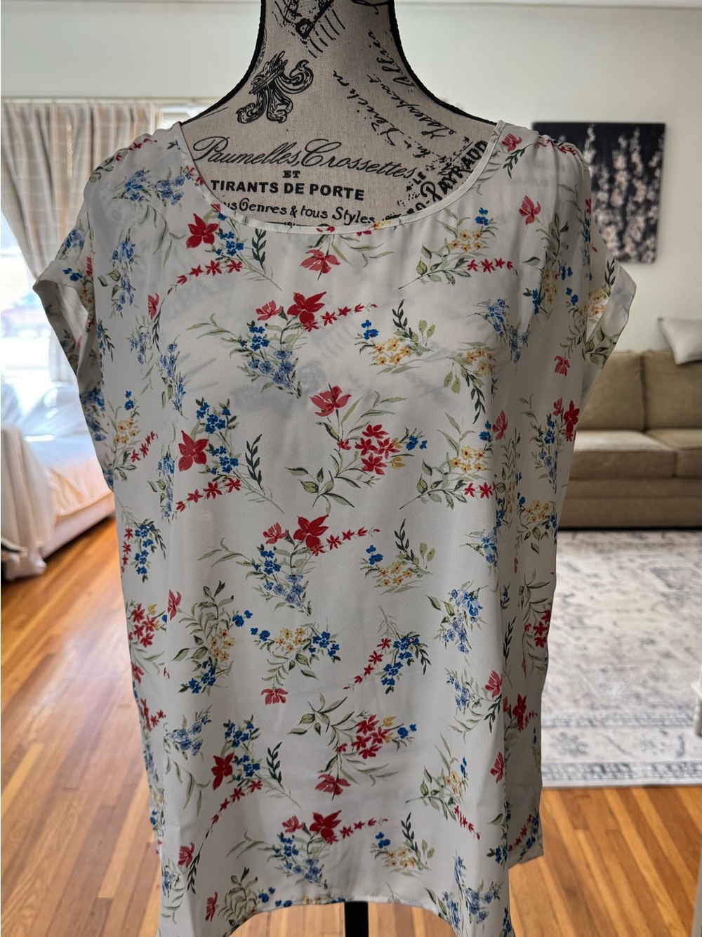 Hippie Rose Floral Blouse XL Cottagecore Boho Lightweight Top